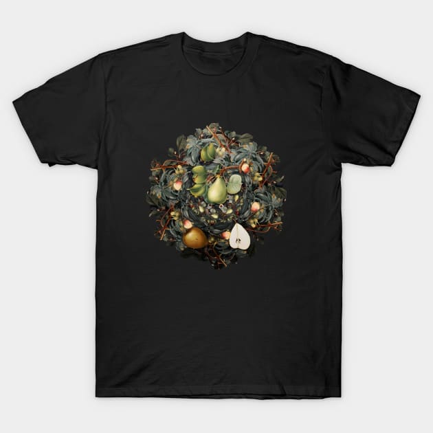 Vintage Pear Fruit Wreath T-Shirt by Holy Rock Design